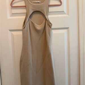 Abercrombie & Fitch Taupe Ribbed Backless Cutout Dress